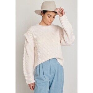 Behida Dolic Millinery Sweater Women Small Italian Wool Oversized Cable Knit